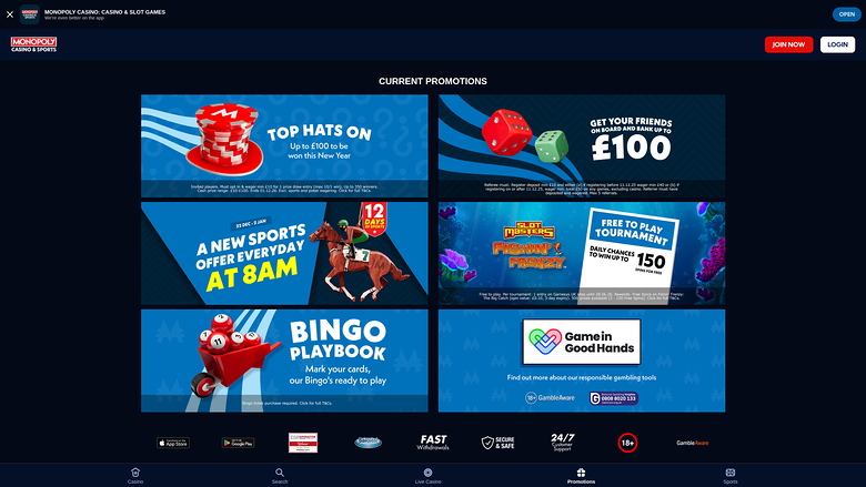 Monopoly Casino — Promotions page