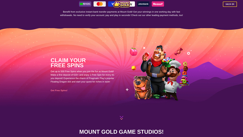 Mount Gold Casino — Promotions page