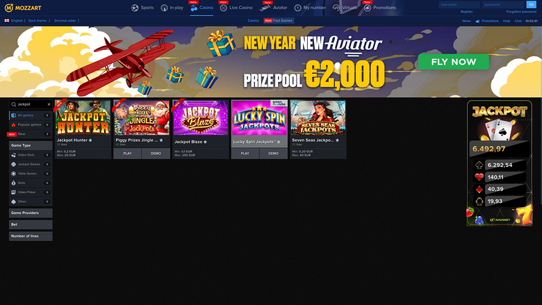 Mozzart Casino — Jackpot games