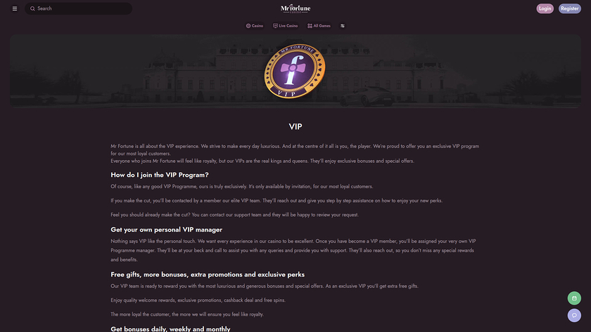 Mr Fortune Casino — VIP section