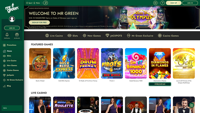 Mr Green Casino — Homepage