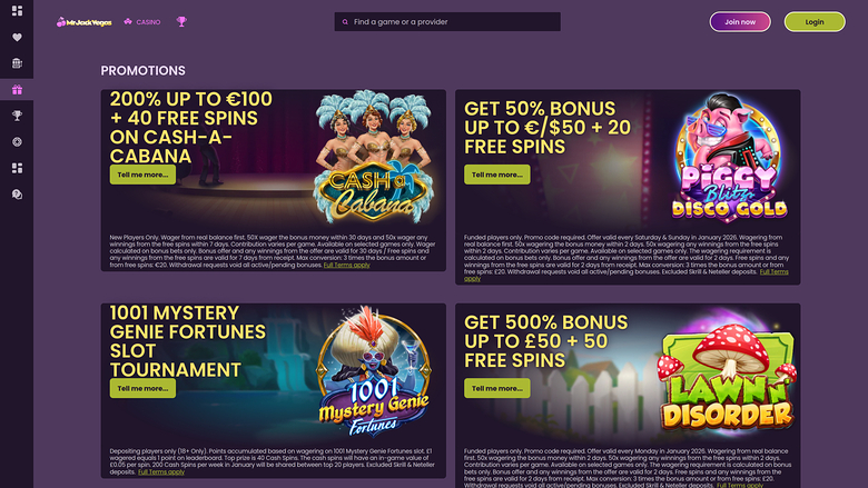 Mr Jack Vegas Casino — Promotions page