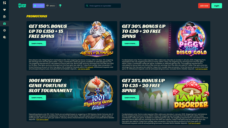 Mr SuperPlay Casino — Promotions page