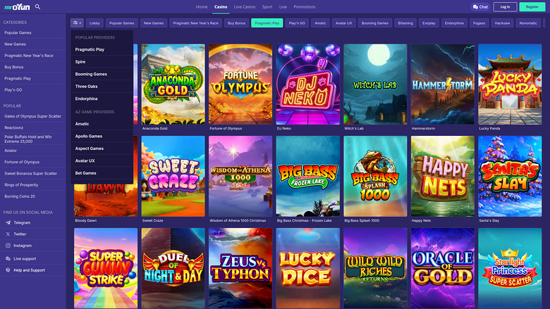 MrOyun Casino — Games by studio