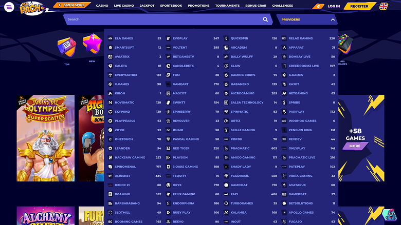 MrPacho Casino — Games by studio