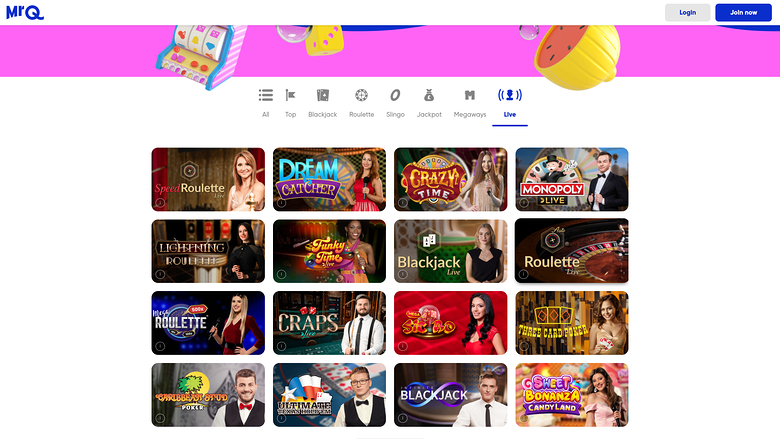 MrQ Casino — Live dealer lobby