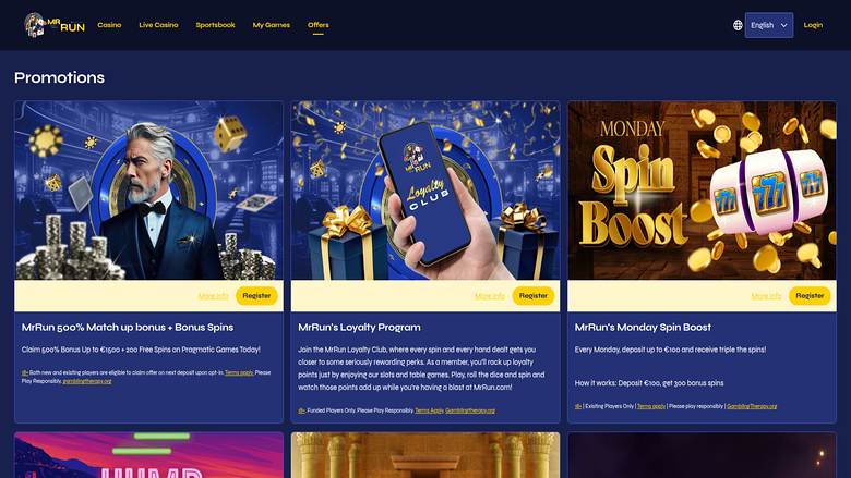 MrRun Casino — Promotions page
