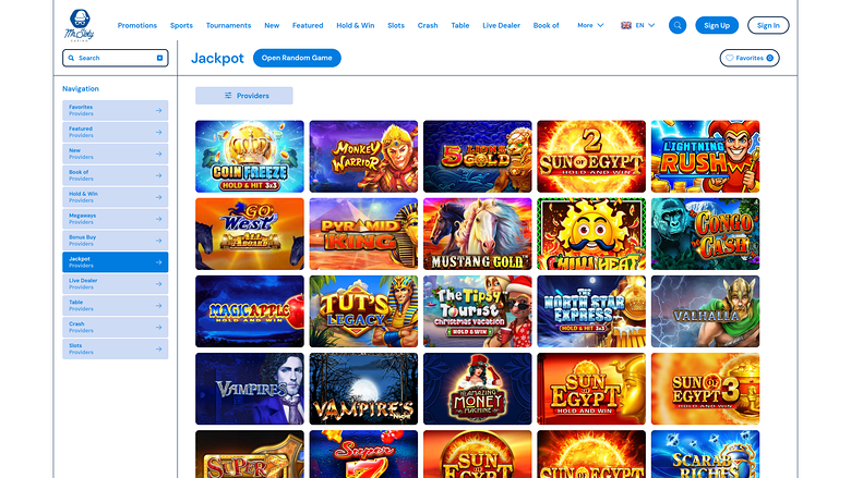 MrSloty Casino — Jackpot games