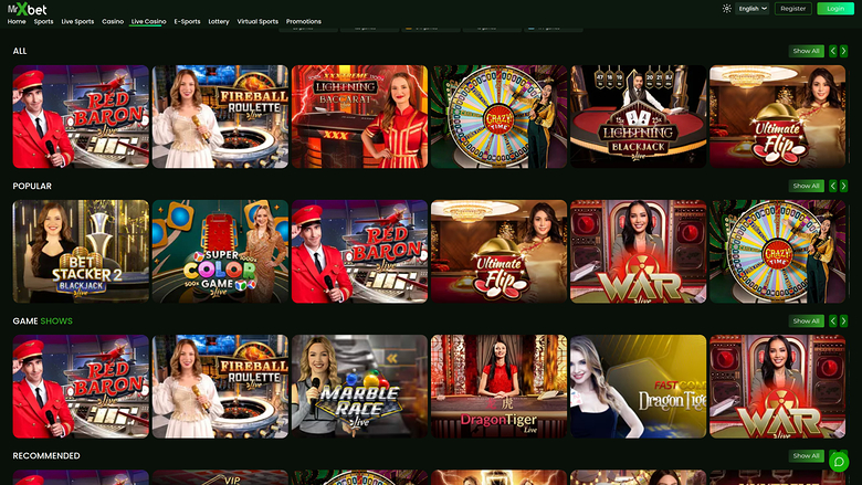 MrXbet Casino — Live dealer lobby