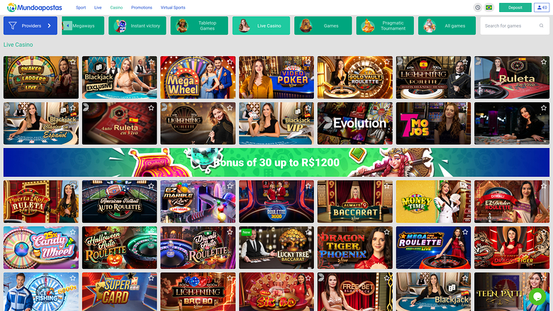 Mundoapostas — Live dealer lobby