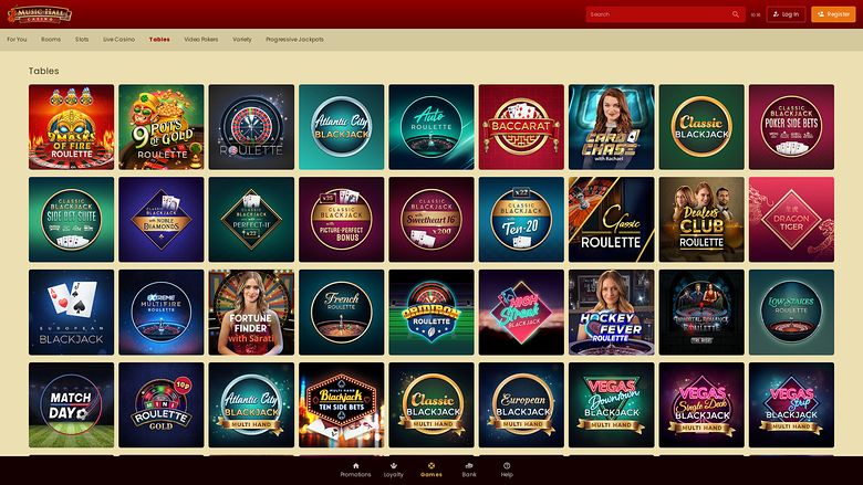 Music Hall Casino — Games lobby