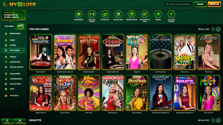 MyLuck Casino — Live dealer lobby