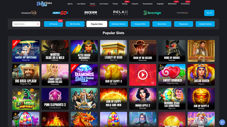 MyStake Casino — Games lobby