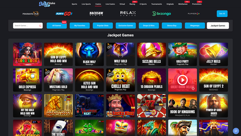 MyStake Casino — Jackpot games