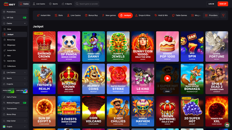N1 Bet Casino — Jackpot games