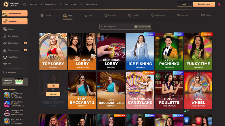 National Casino — Live dealer lobby