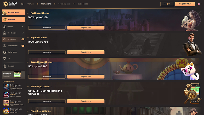 National Casino — Promotions page