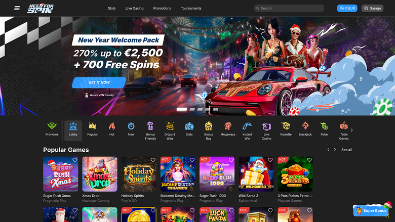 Need for Spin Casino — Homepage