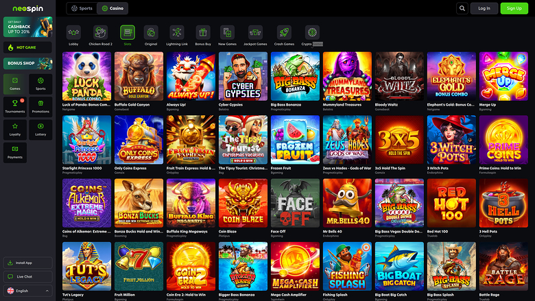 Neospin Casino — Games lobby