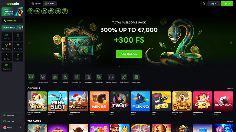 Neospin Casino — Homepage