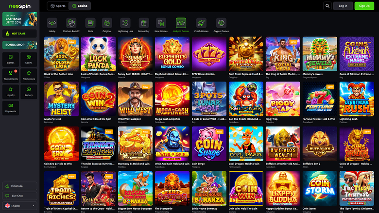 Neospin Casino — Jackpot games
