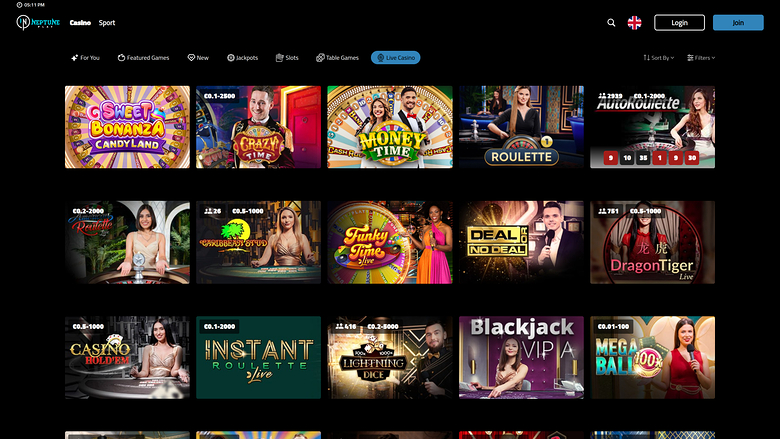 Neptune Play Casino — Live dealer lobby
