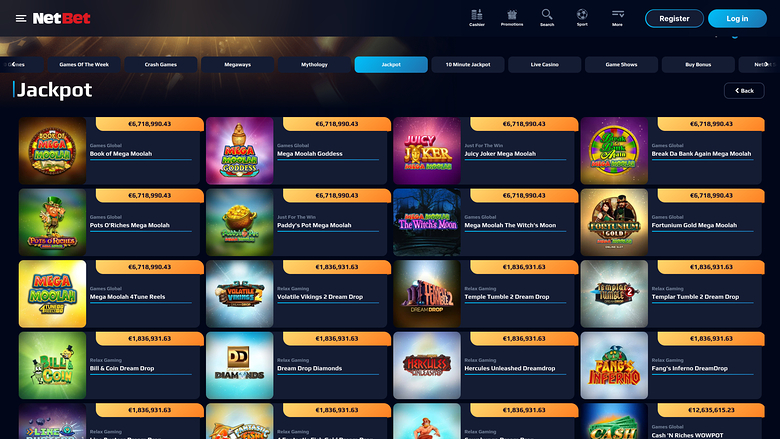 NetBet Casino — Jackpot games