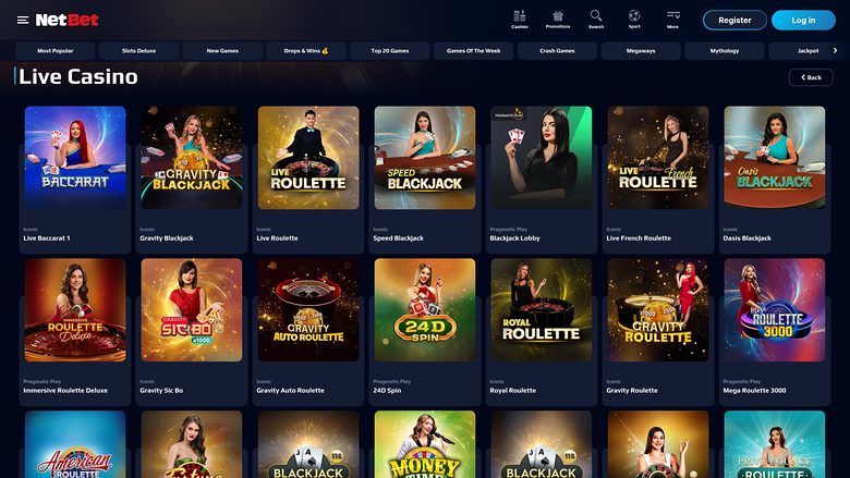 NetBet Casino — Live dealer lobby
