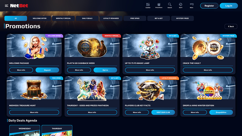 NetBet Casino — Promotions page
