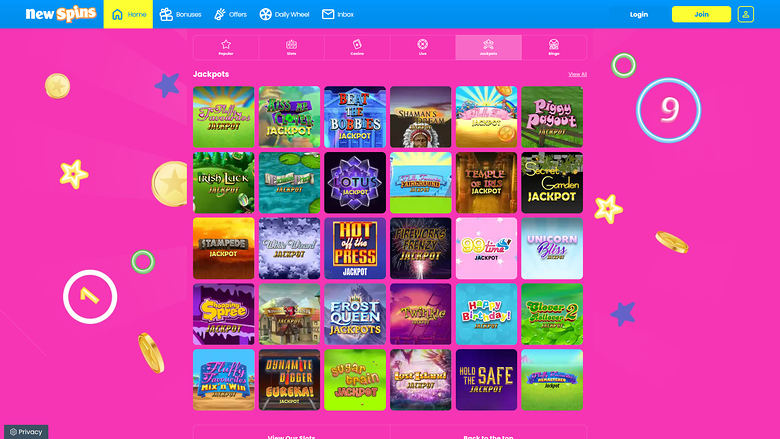New Spins — Jackpot games