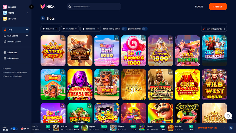 Nika Casino — Games lobby