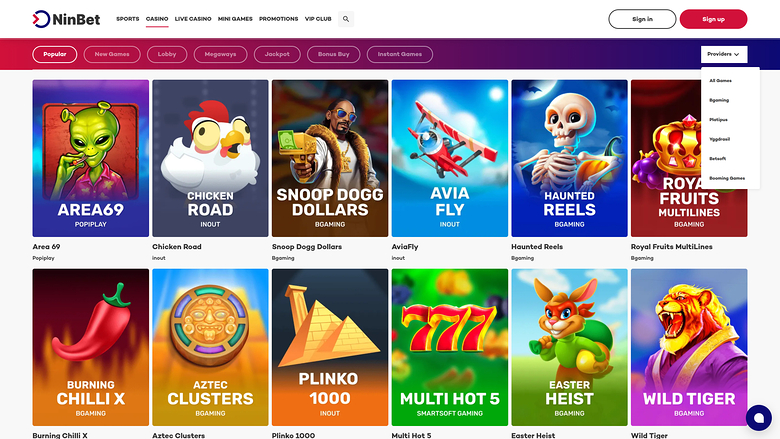 Ninbet Casino — Games by studio