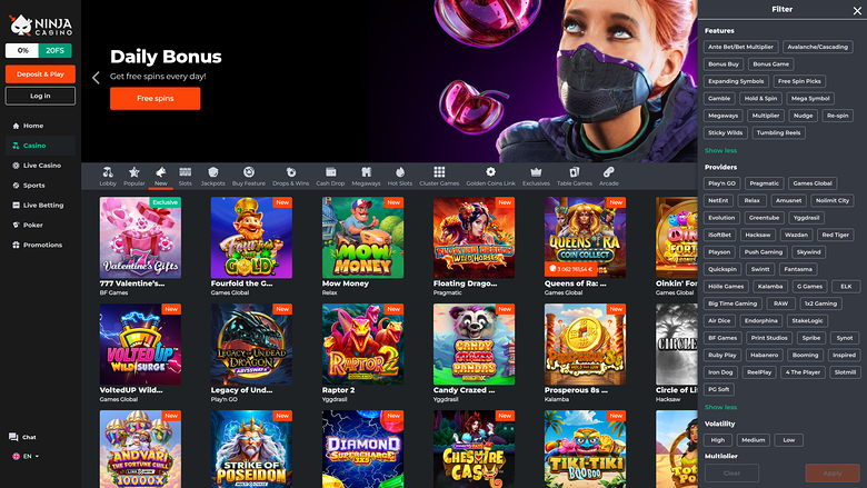 Ninja Casino — Games by studio