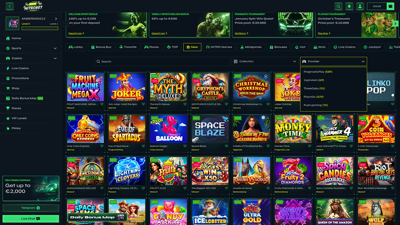 Nitrobet Casino — Games by studio