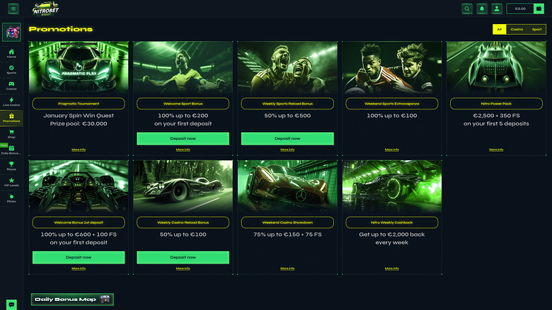 Nitrobet Casino — Promotions page