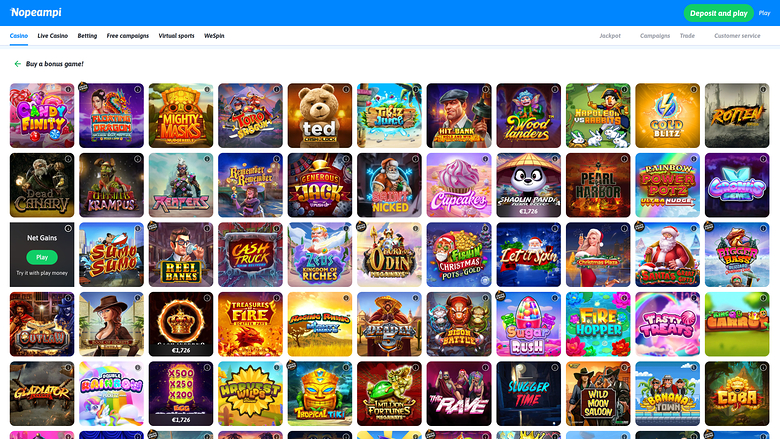 Nopeampi Casino — Games lobby