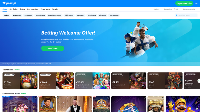 Nopeampi Casino — Homepage
