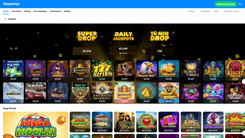 Nopeampi Casino — Jackpot games