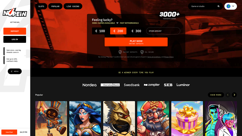 Nopein Casino — Homepage