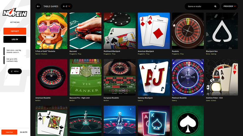Nopein Casino — Games lobby