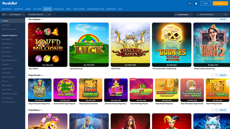 NordicBet Casino — Jackpot games
