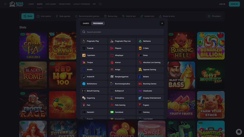 NovaDreams Casino — Games by studio