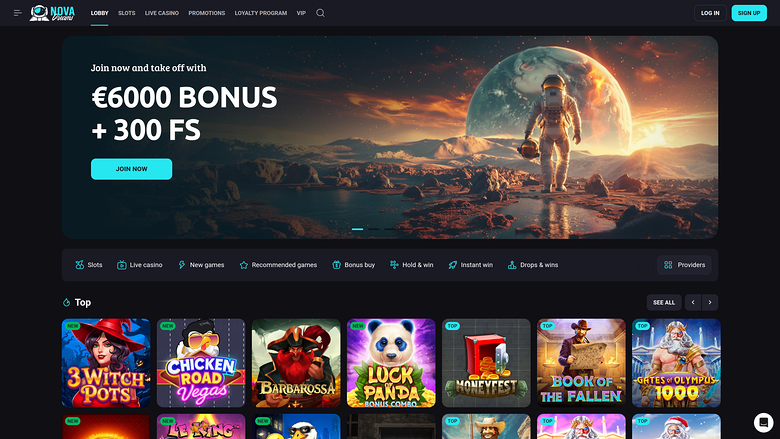 NovaDreams Casino — Homepage