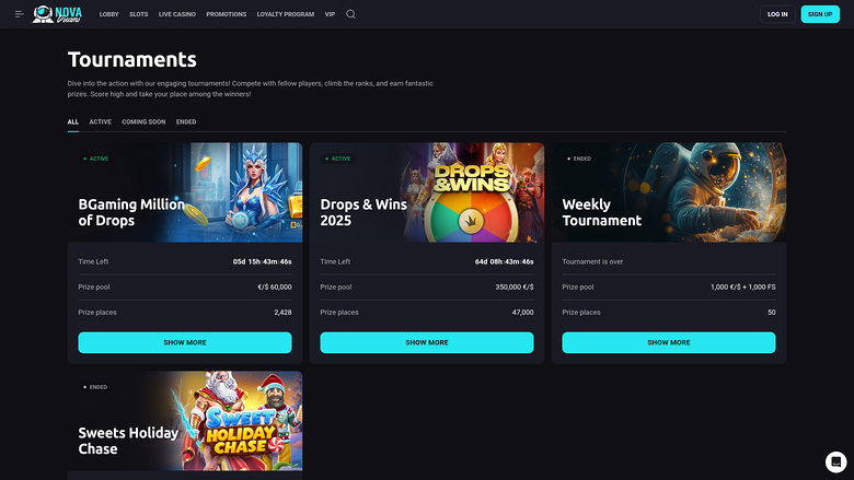 NovaDreams Casino — Tournaments