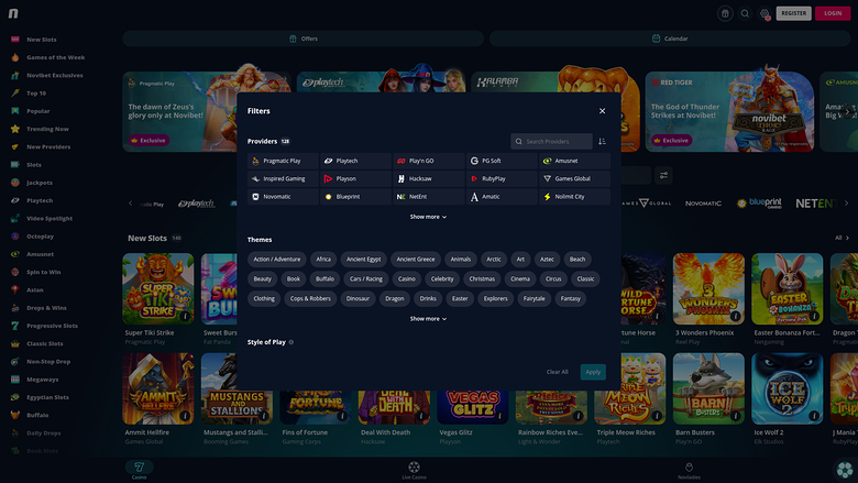 Novibet Casino — Games by studio