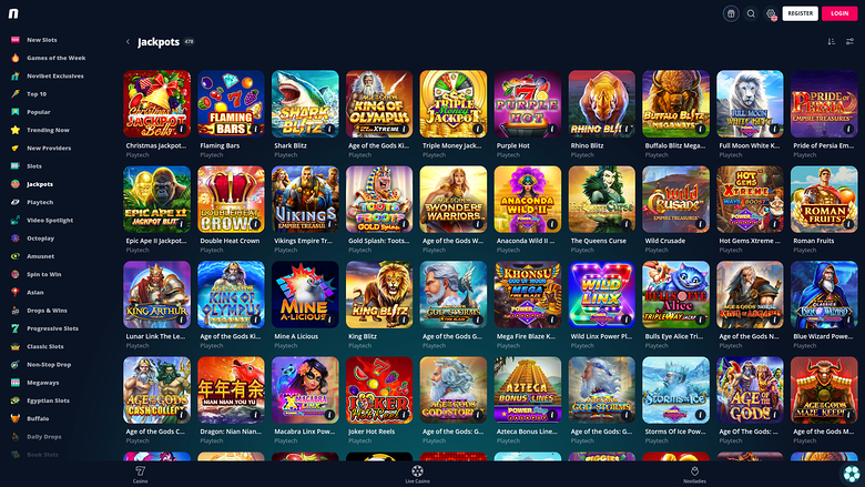 Novibet Casino — Jackpot games