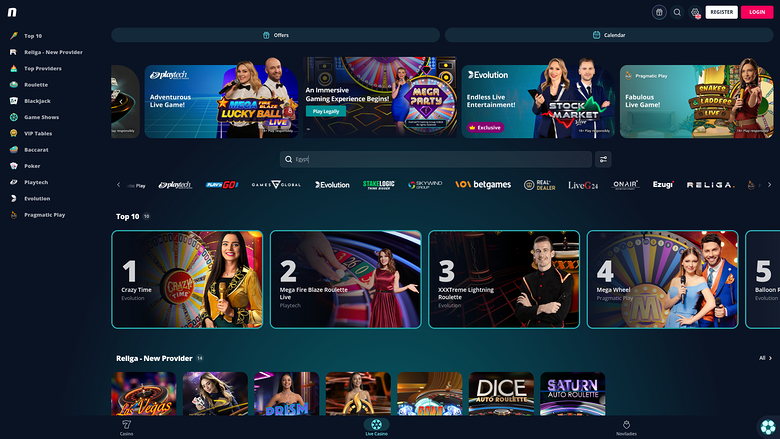 Novibet Casino — Live dealer lobby