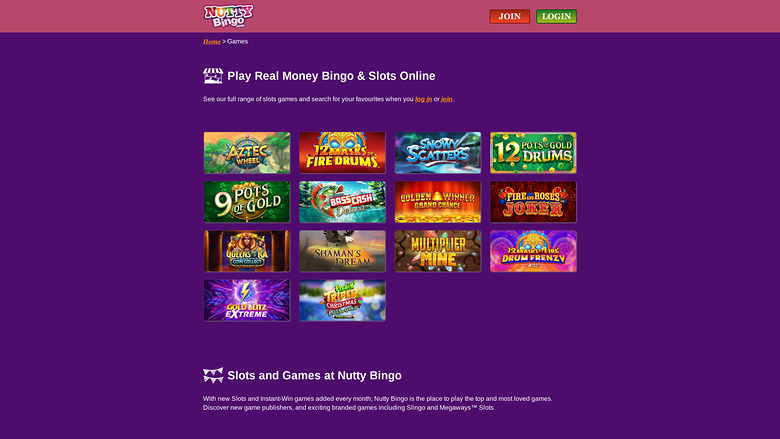 Nutty Bingo — Games lobby