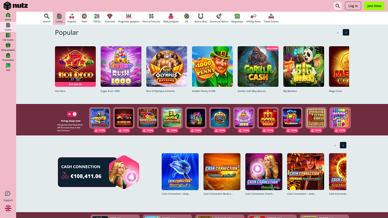 Nutz — Games lobby