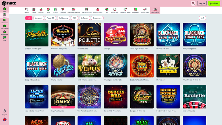 Nutz — Games lobby